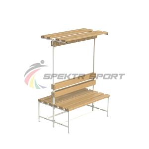 Купить Скамейка с вешалкой и полкой для раздевалок двухсторонняя (разборная) 1200 мм в Красноуфимске 