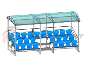Купить Трибуна для зрителей 3 ряда на 26 мест с навесом и перилами в Красноуфимске 