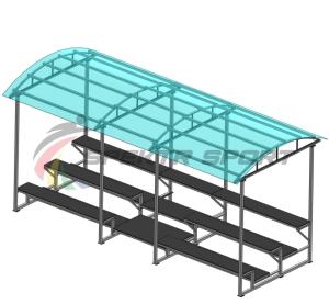 Купить Трибуна для зрителей 3 ряда на 26 мест с навесом (лавки - фанера) в Красноуфимске 